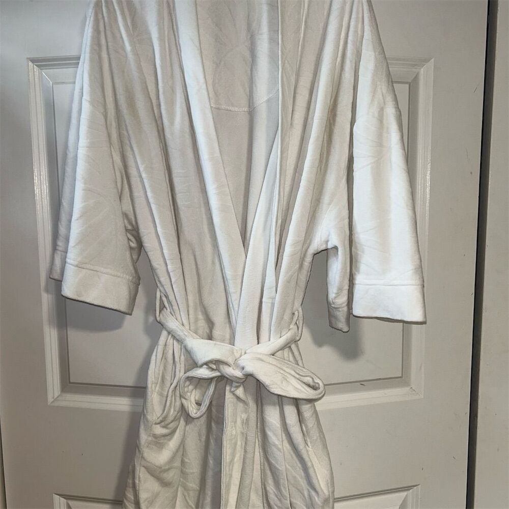 Cypress Women's XL White Kimono Bathrobe 3/4 Sleeve